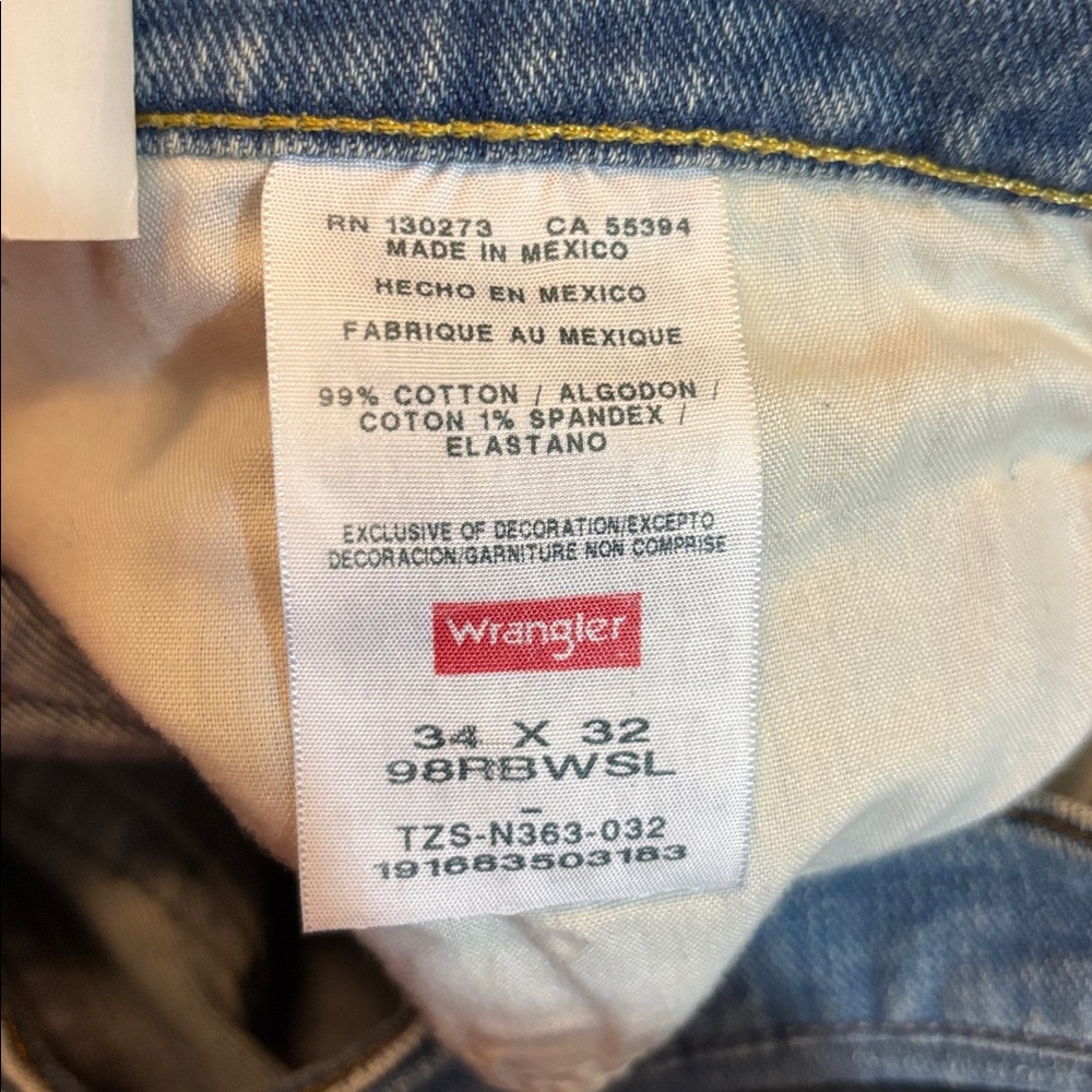 New Wrangler | denim blue jeans relaxed boot 34X32 34 X 32 - Picture 6 of 6